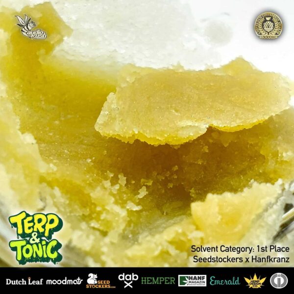 Terp and Tonic BHO by Seedstockers x Hanfkranz, 1st place, solvent extract Category, Amsterdam Coffeeshop Awards 2024