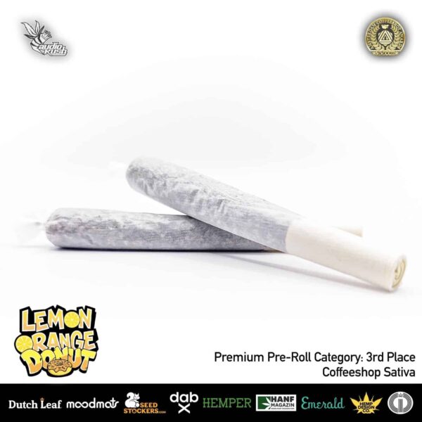 Lemon Orange Donut Joint by Coffeeshop Sativa, 3rd Place, Premium Pre-Roll Category, Amsterdam Coffeeshop Awards 2024
