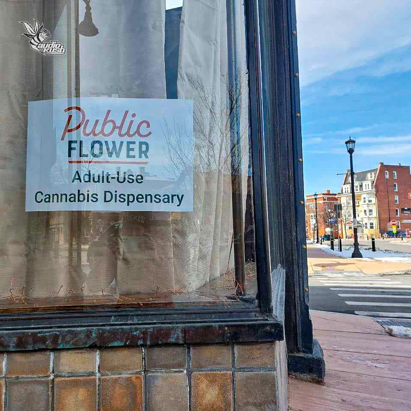 New-York-State-Buffalo-Public-Flower-Recreational-Dispensary-Sign-On-Door