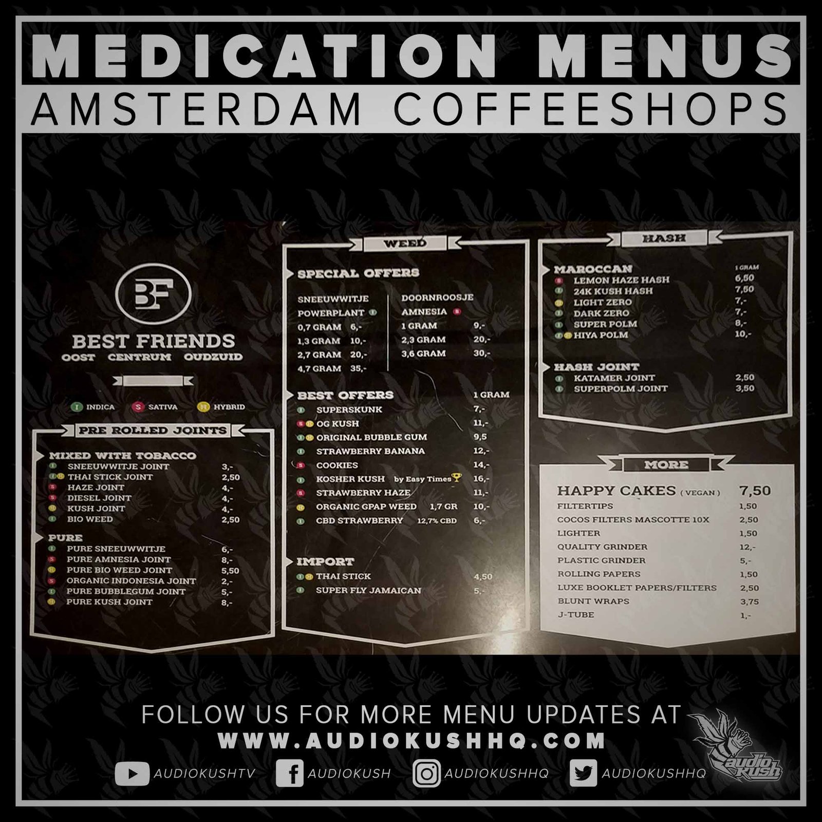 Coffeeshop Menu, Best Friends, Amsterdam, 1 Sept 2020 small