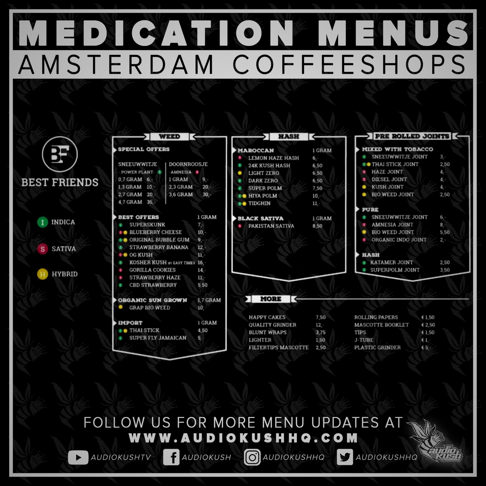 Coffeeshop Menu, Best Friends, Amsterdam, 17 June 2020 small
