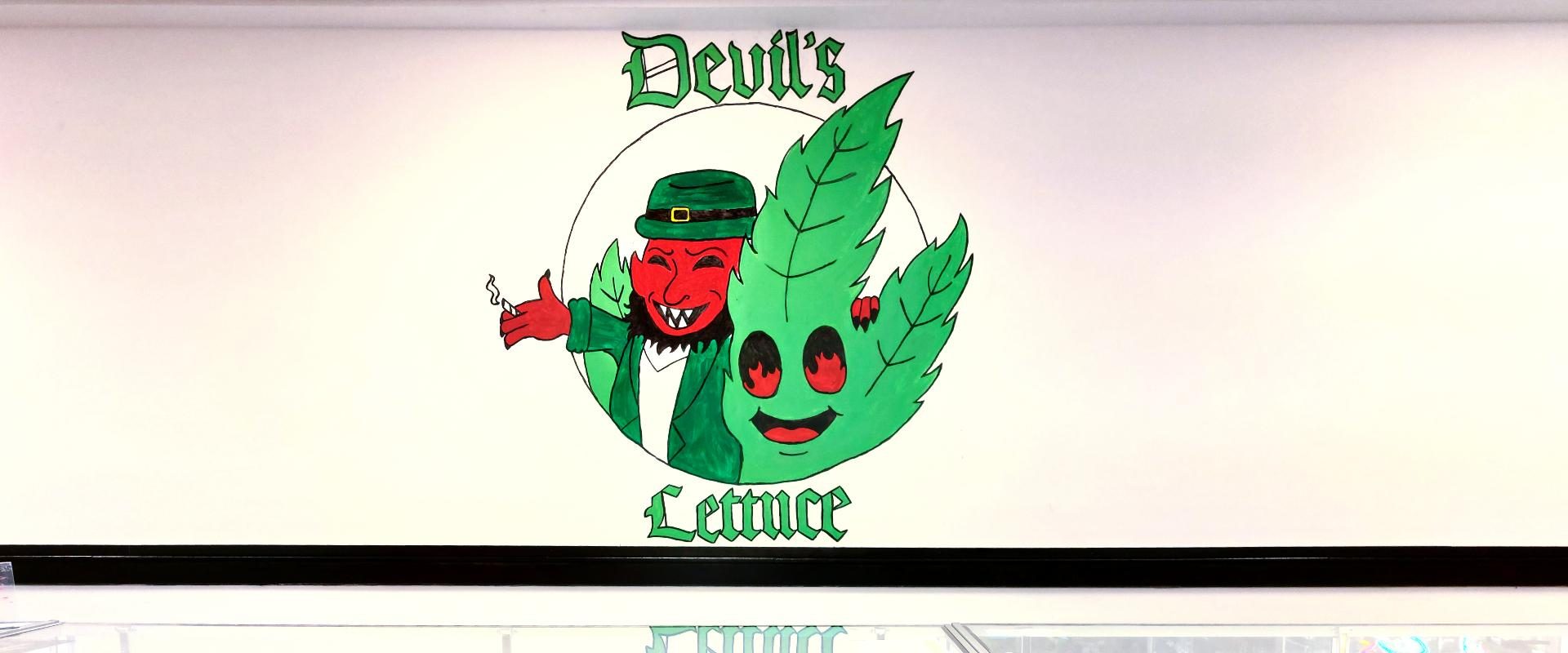 The logo for Devil's Lettuce dispensary in West Seneca, New York