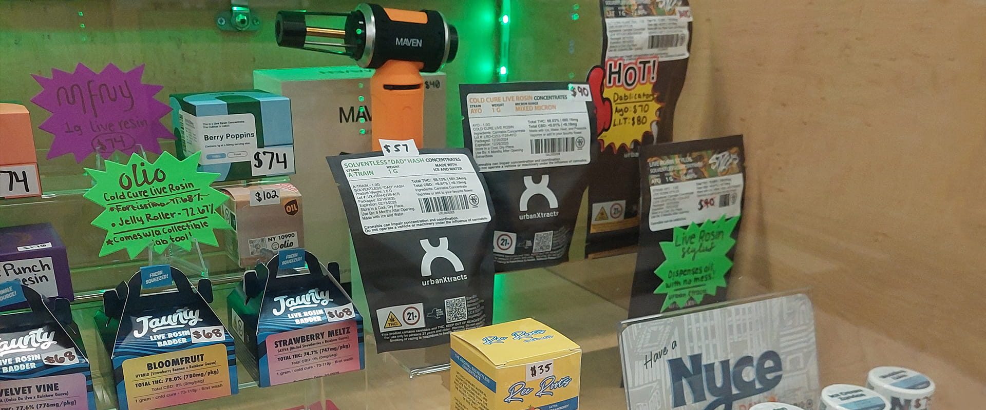 Display of cannabis products and accessories