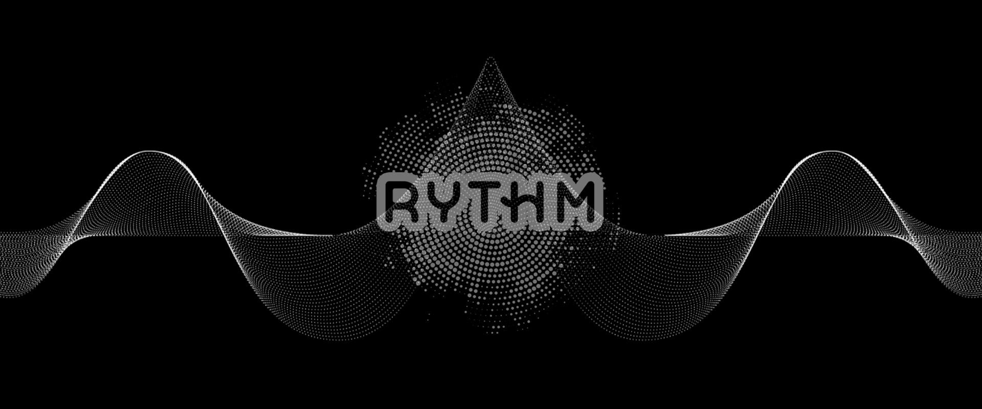 Abstract design with 'RYTHM' text