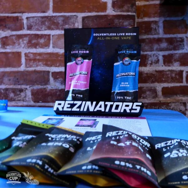 Rezinators, solventless cannabis gummies display